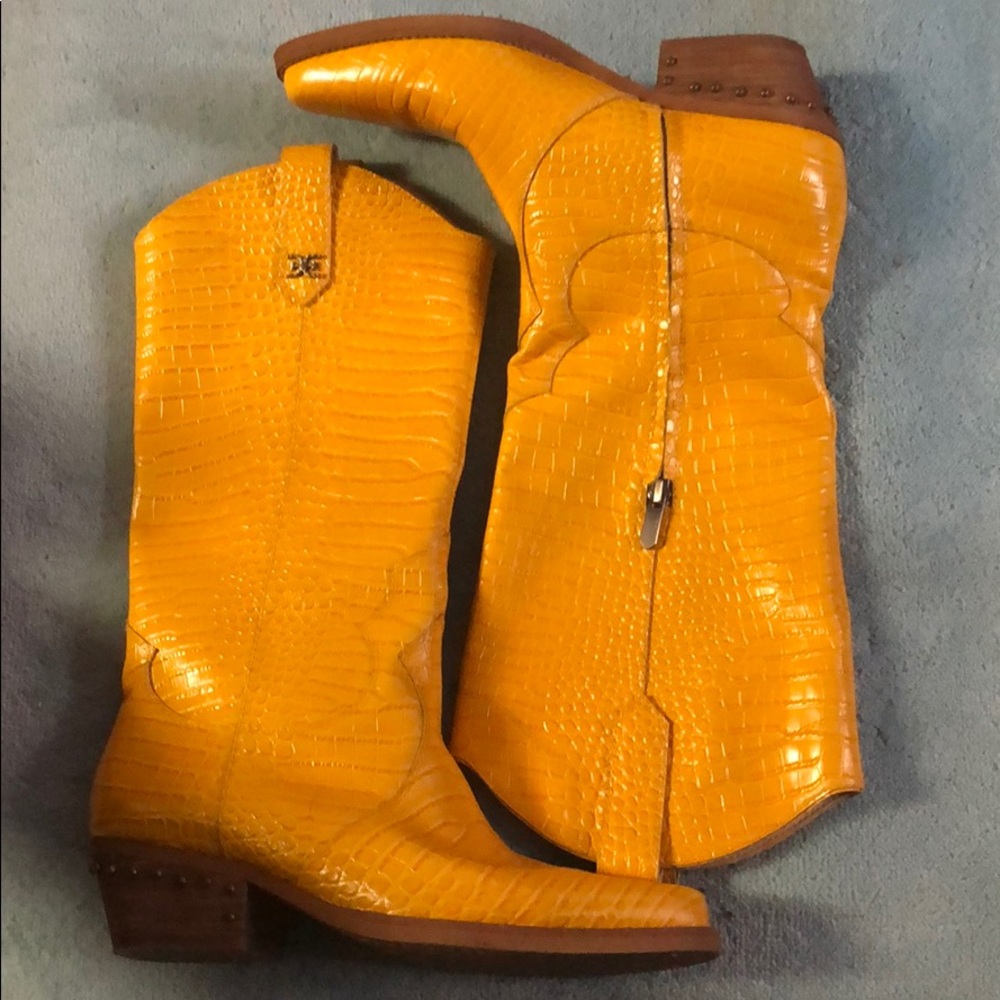 Yellow croco cowboy boots. Great condition!